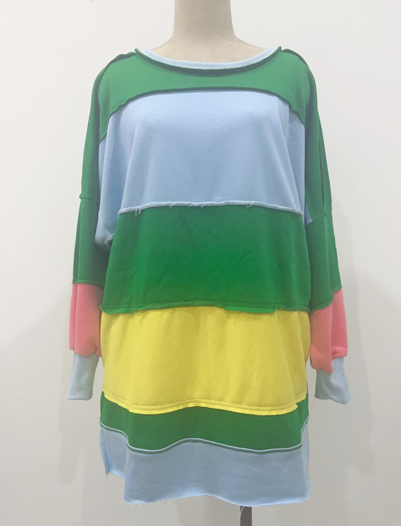 Oversized Striped Colorblock Top
