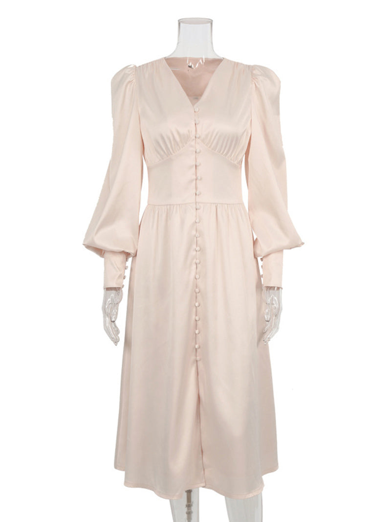 Puff Sleeve Smocked Midi Dress
