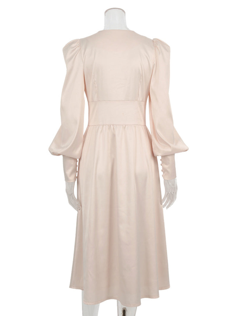 Puff Sleeve Smocked Midi Dress