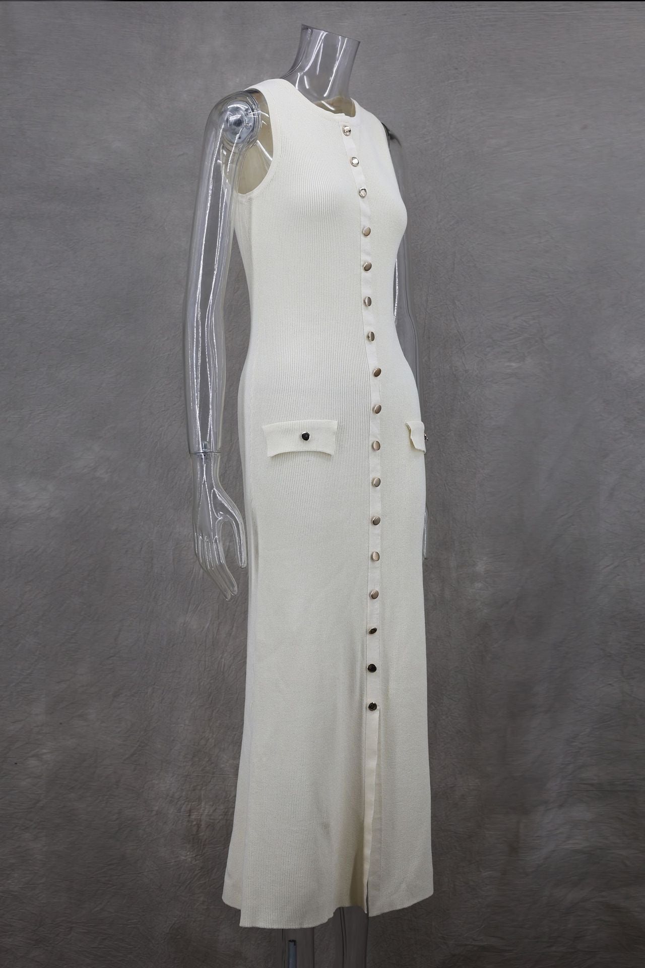 Button-Up Smocked Maxi Dress