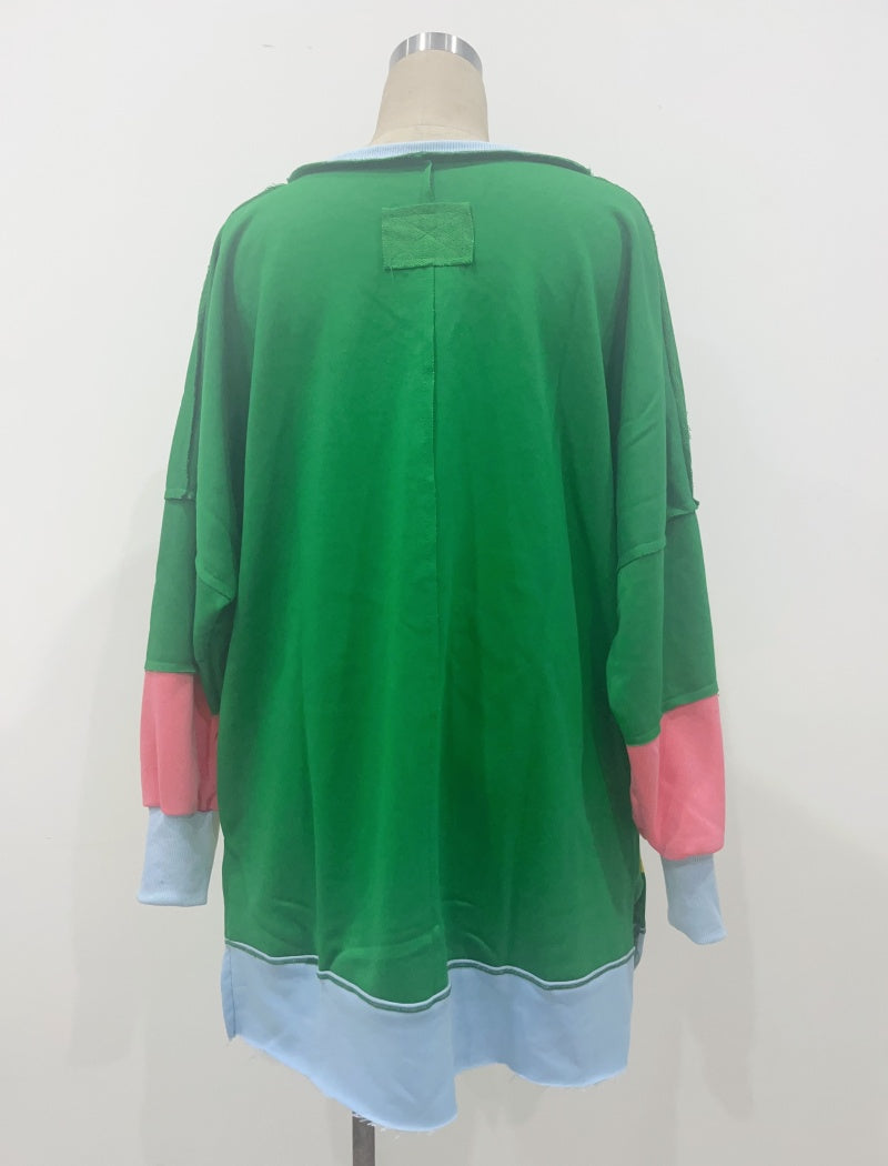 Oversized Striped Colorblock Top