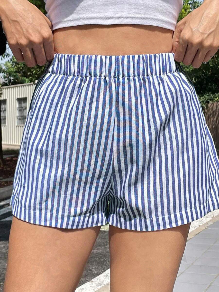 Striped High-Waisted Shorts