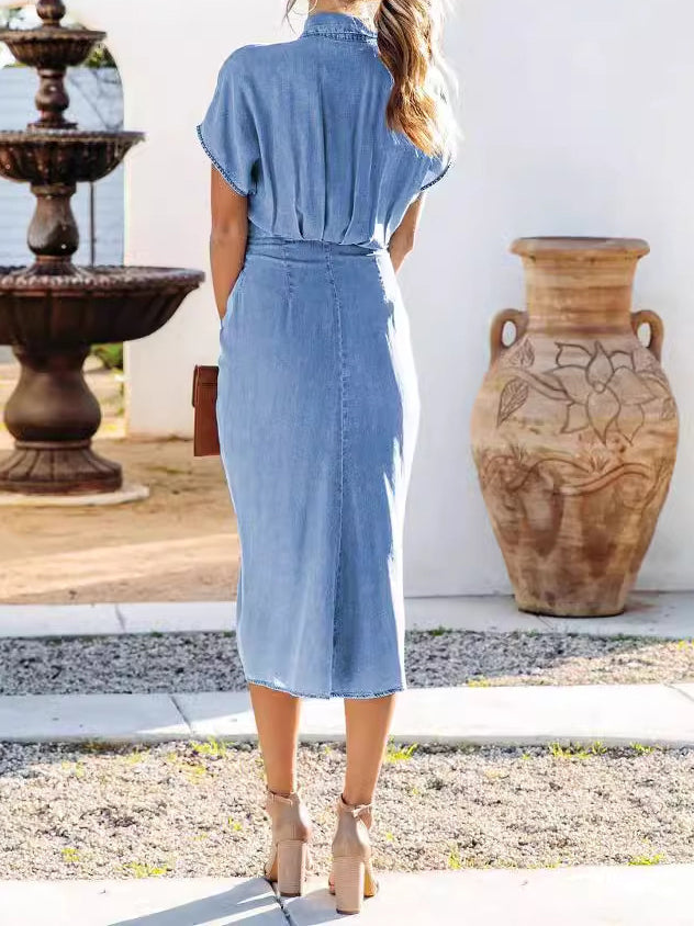 Self-Tie Button-Front Dress