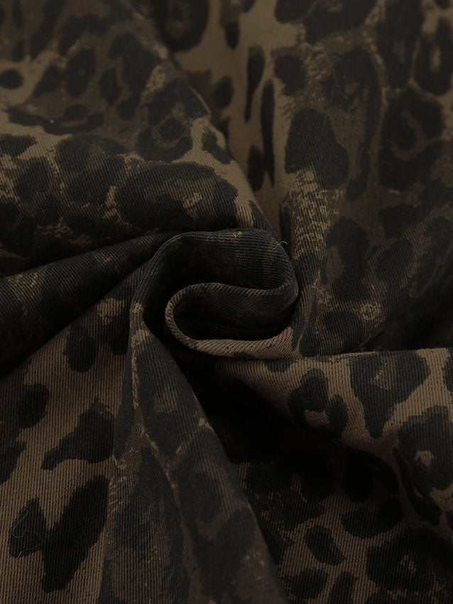 Leopard Print Collared Long Sleeve Jacket