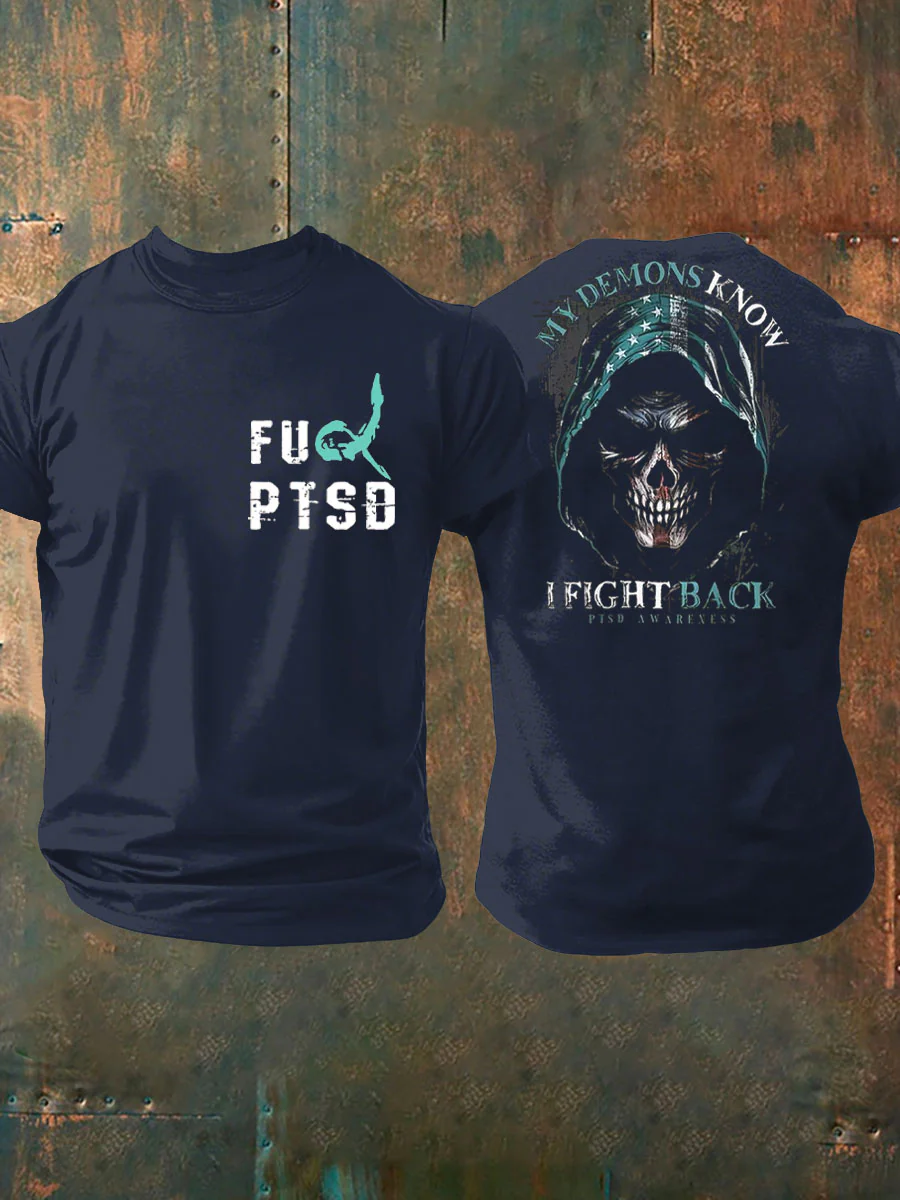 Men's PTSD Awareness Veteran Printed T-shirt