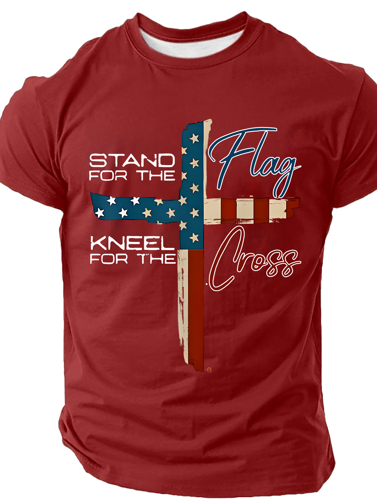 Stand For The Flag I Kneel For The Cross Cotton T-Shirt