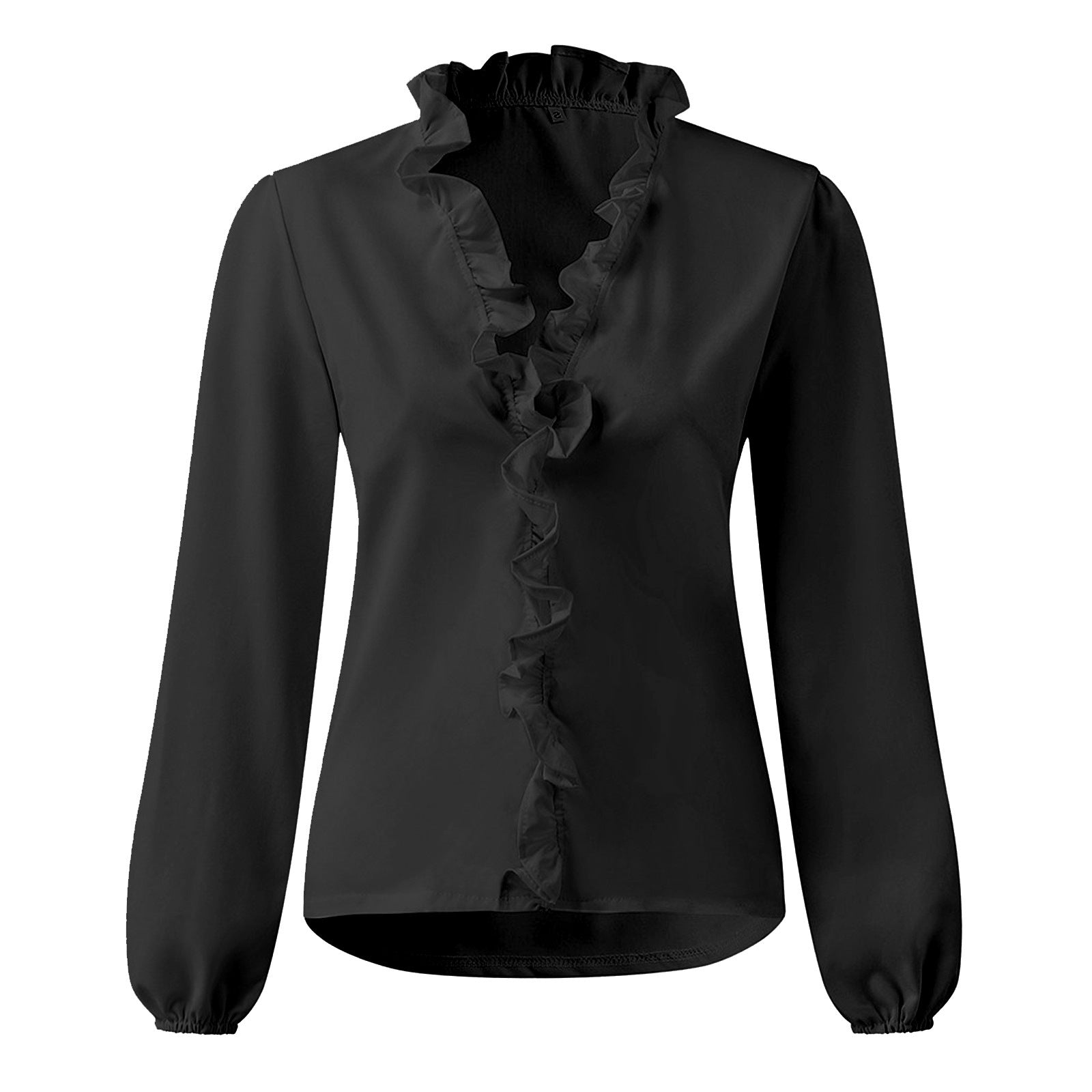 Printed Ruffle Long Sleeve Blouse | Elegant Lantern Sleeve Spring Top