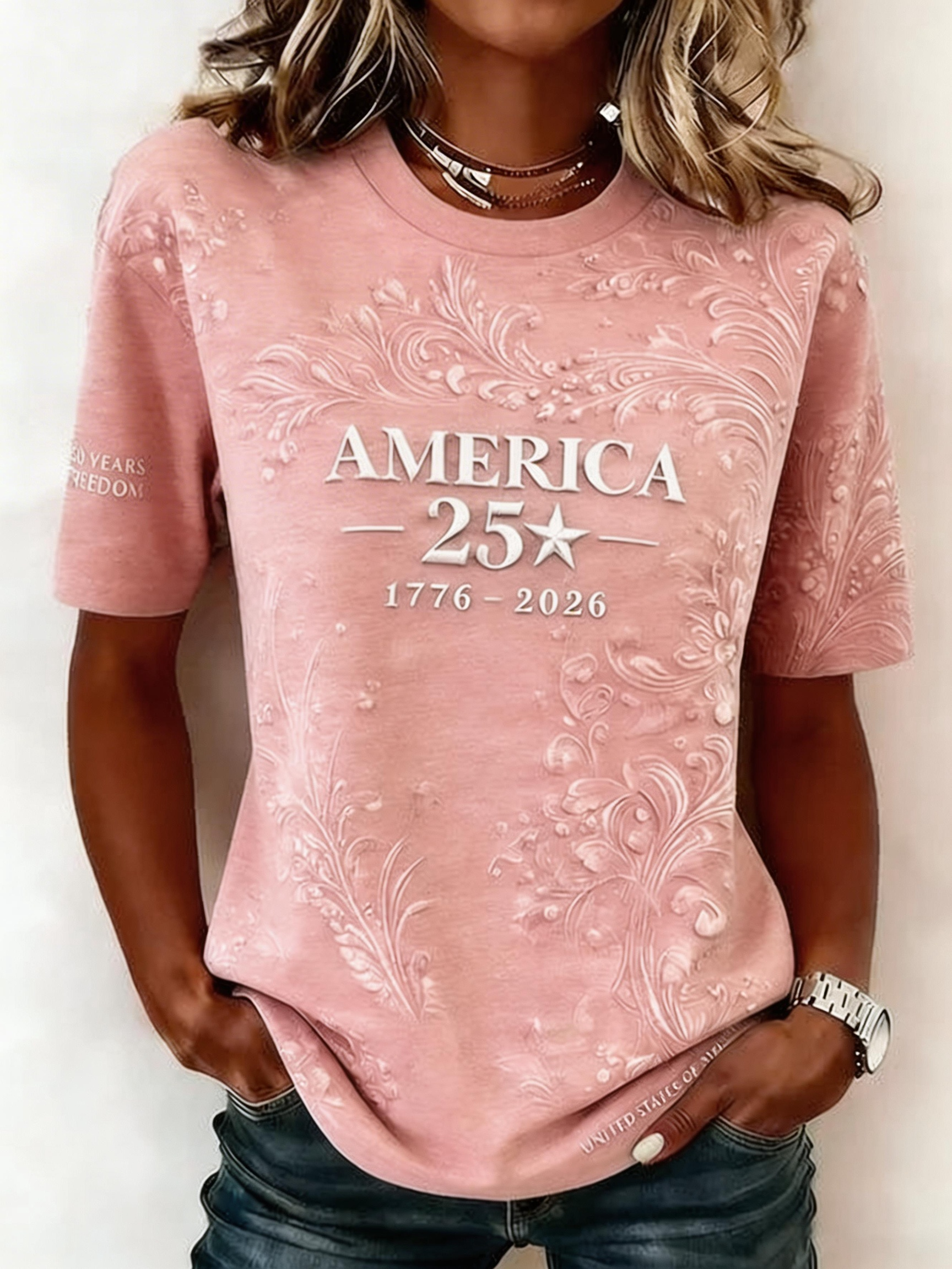 Grey Floral Cotton Casual T-Shirt