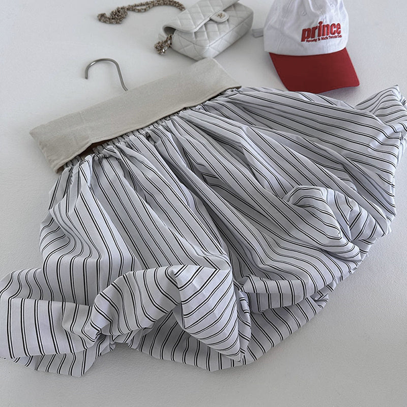 Striped Bubble Hem Mini Skirt