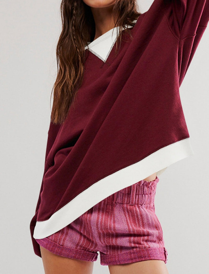 Oversized Colorblock Rugby Top