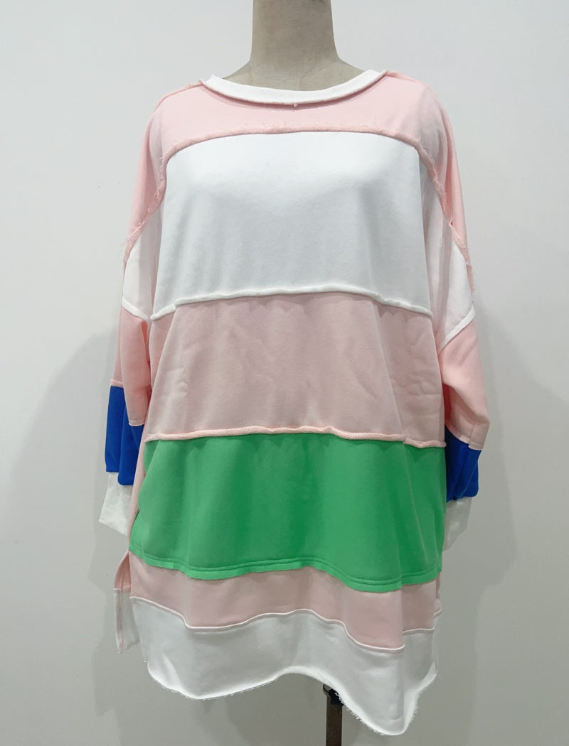 Oversized Striped Colorblock Top