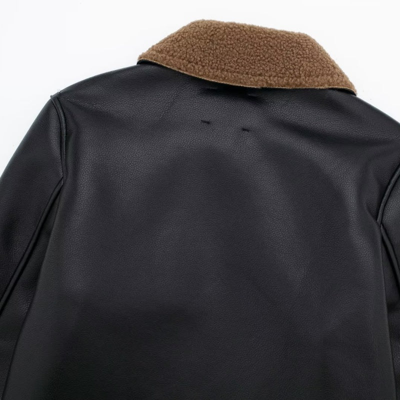 Contrast Collar Moto Jacket