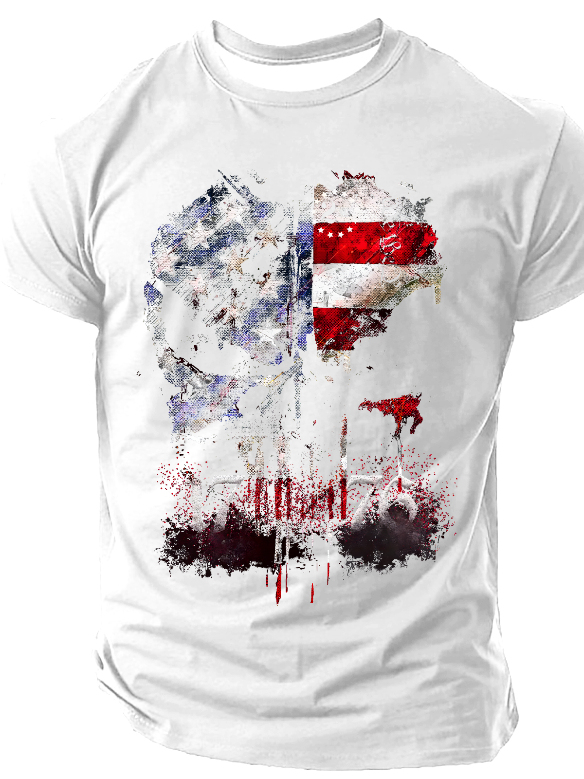Skull, 1776 American Flag We The People Patriotism Cotton T-Shirt