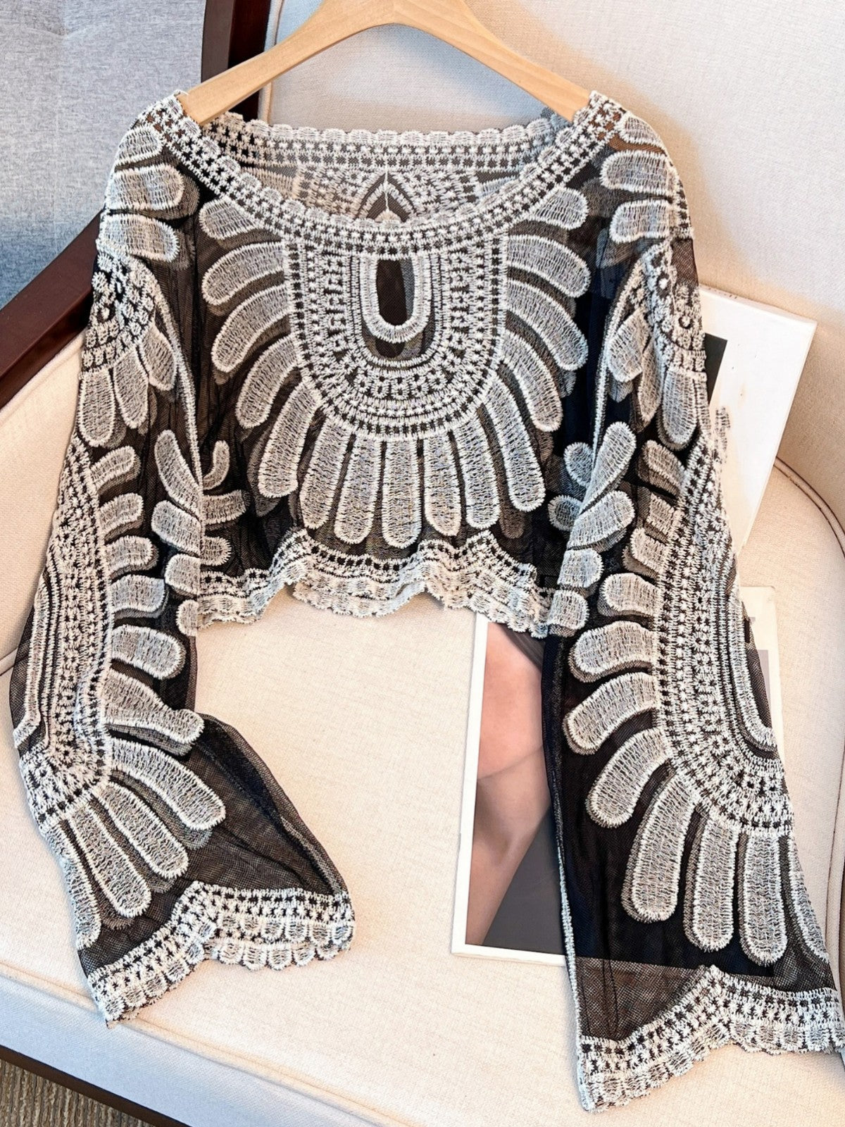 Lace Knit Beach Cover-Up Cardigan | Lightweight Resort Swimwear Layering Top