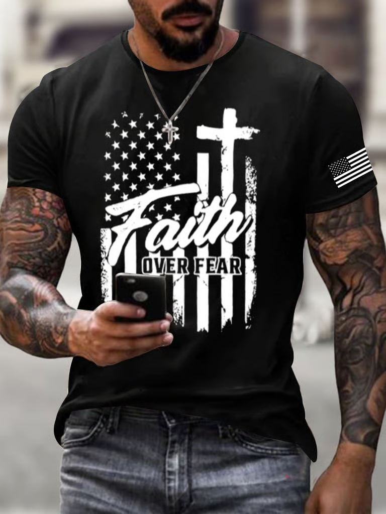 Men's Firm in Faith Fierce in Justice Christian Patriotic T-shirt