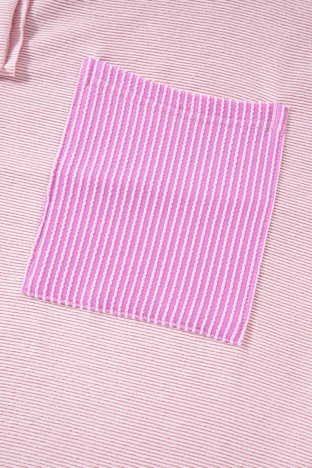 Light Pink Corded Colorblock Patch Pocket Drawstring Hooded Top