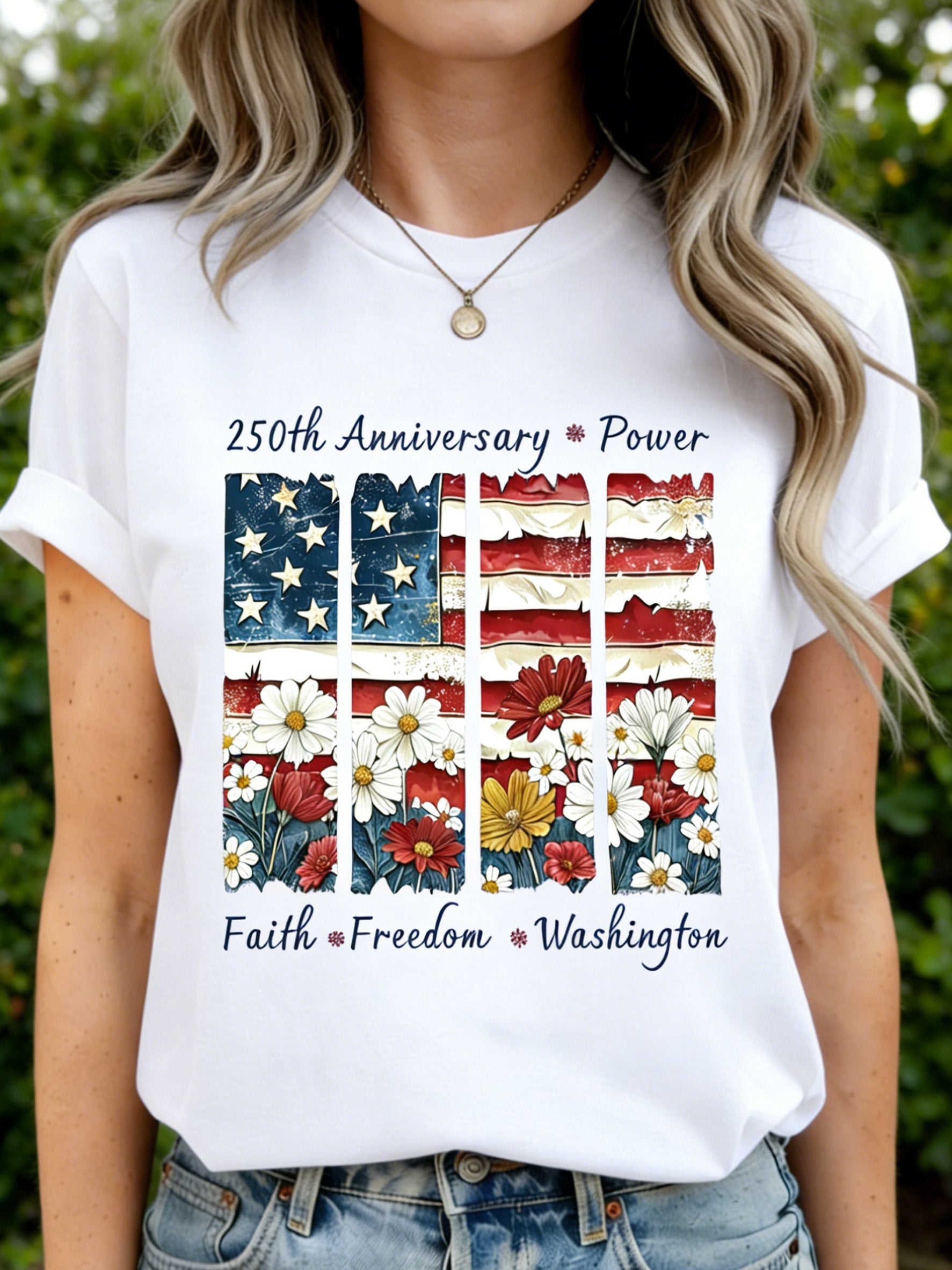 250th anniversary America Flag SLogan Casual T-Shirt