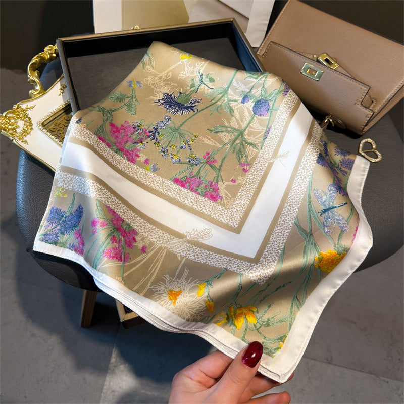 Printed Square Silk-Feel Scarf | Versatile Neck & Hair Accessory