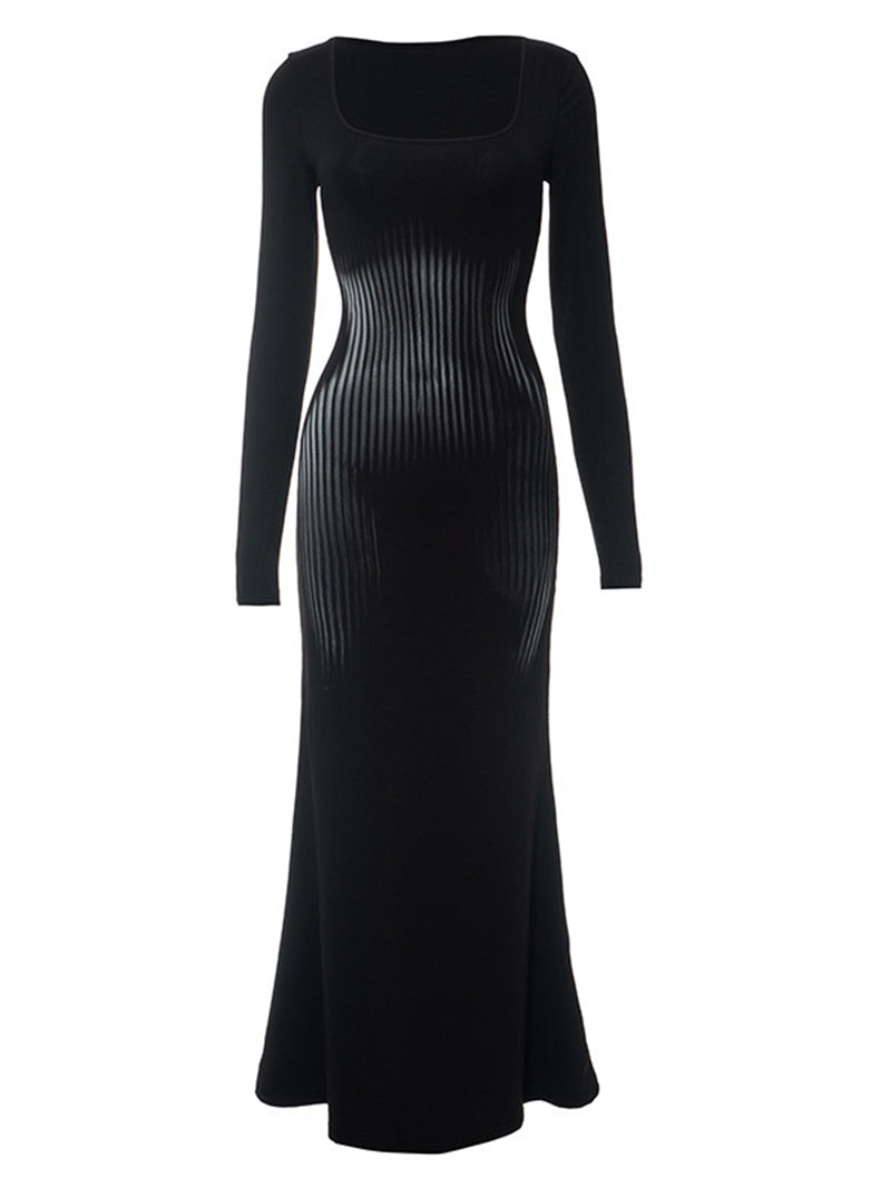 Striped Bodycon Maxi Dress