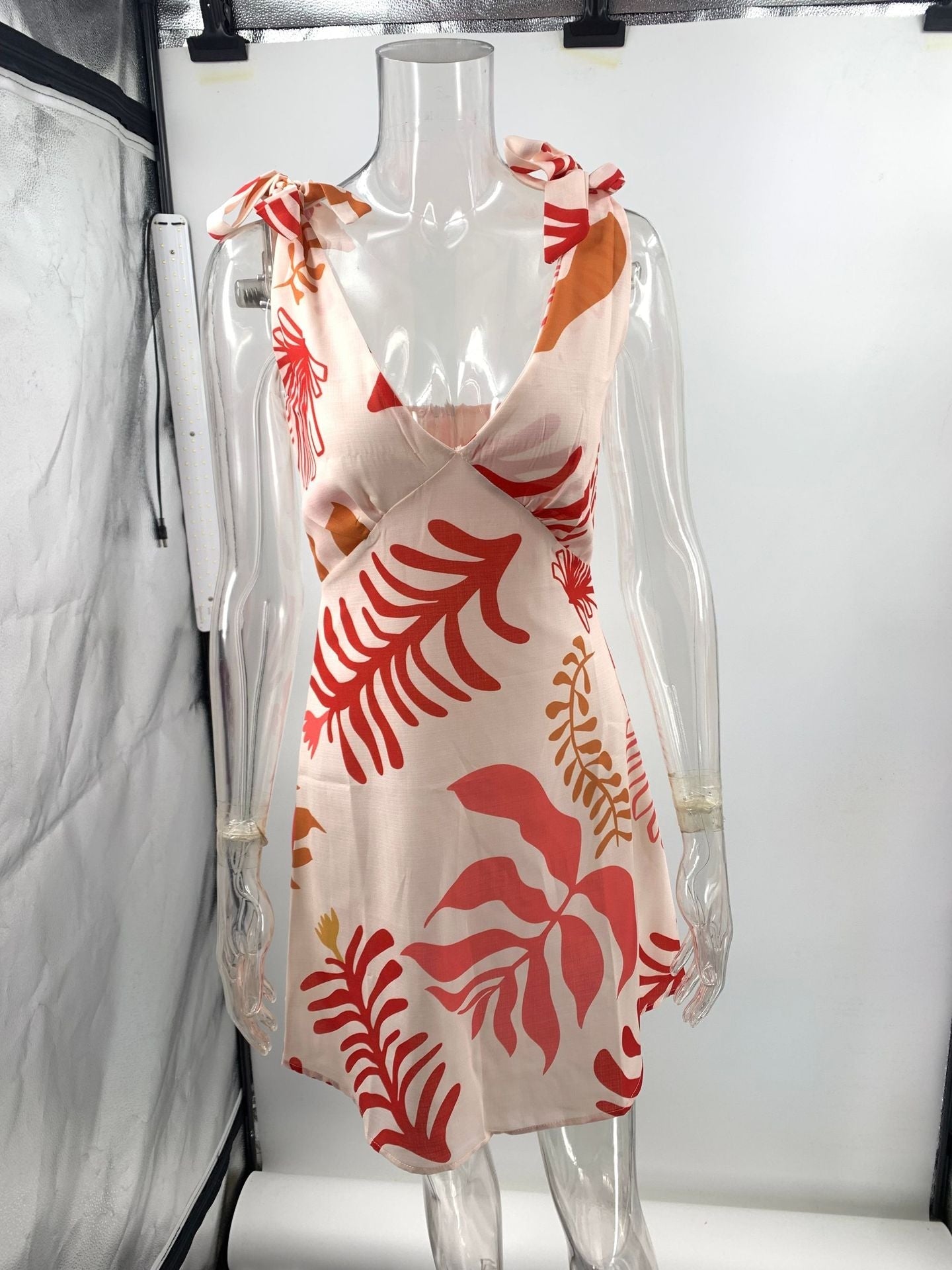 Summer Printed Tie-Front Mini Dress | Flirty Vacation Dress