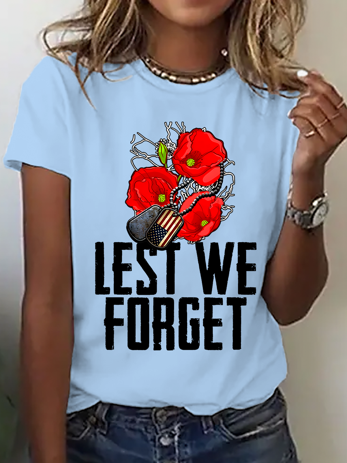Lest We Forget,Veteran's Day Shirt, Memorial Day Cotton T-Shirt