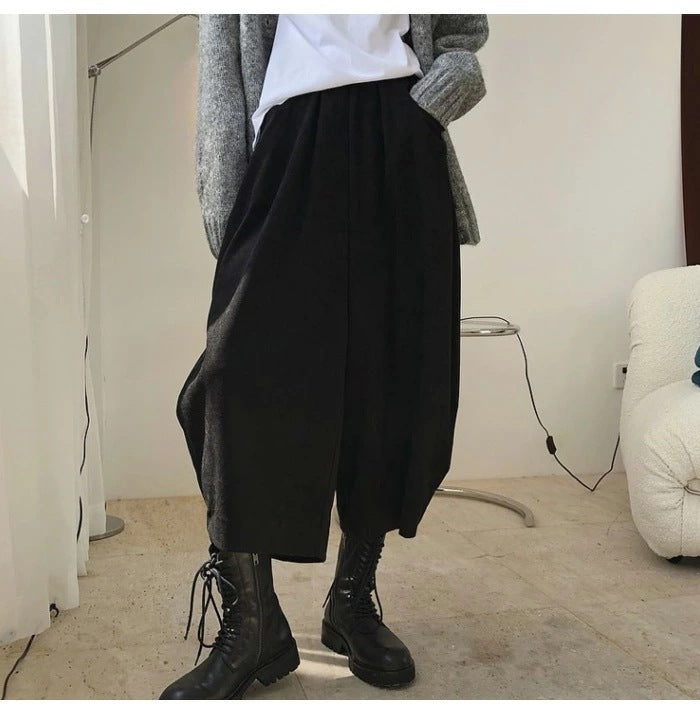 Vintage Japanese-Style Balloon Pants | Relaxed Wide-Leg Cropped Trousers