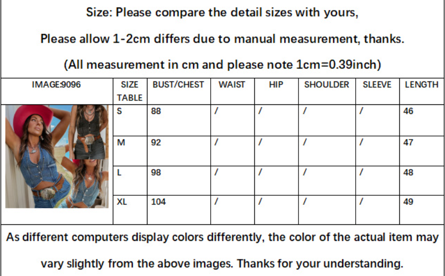 V Neck Button Front Denim Sleeveless Vest