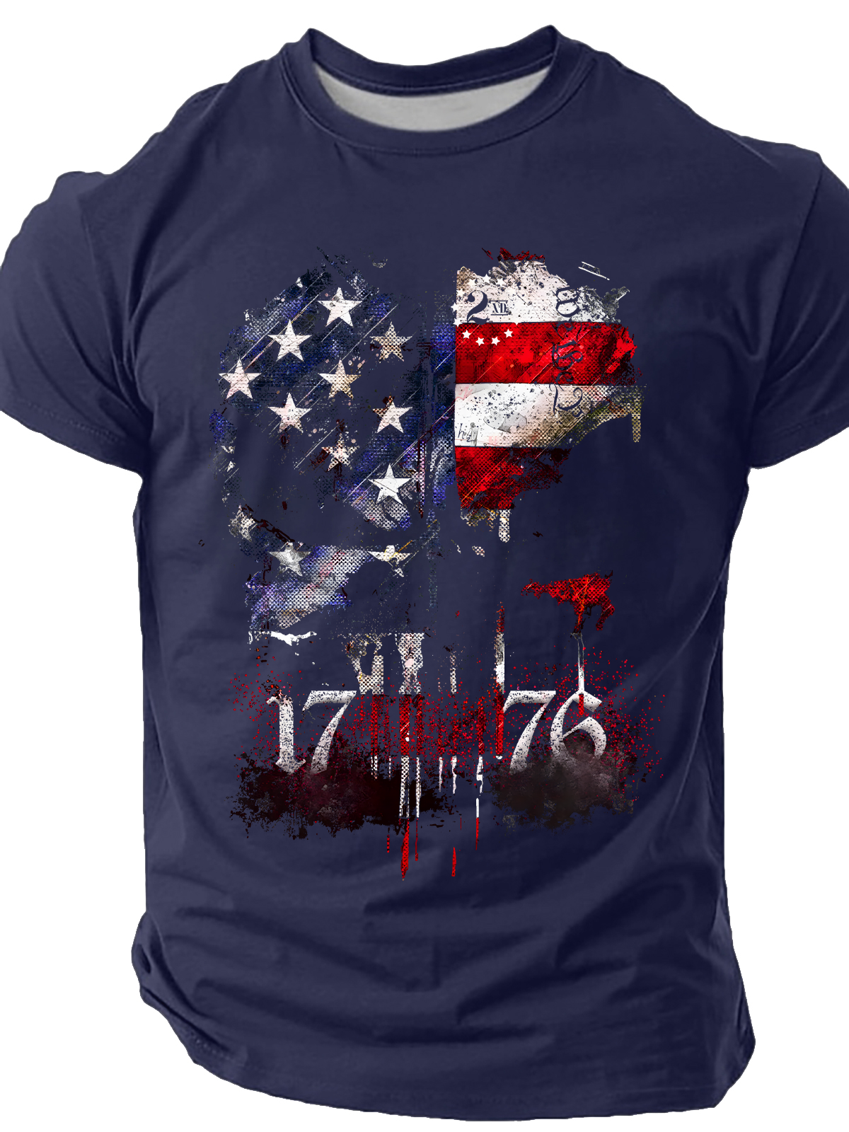 Skull, 1776 American Flag We The People Patriotism Cotton T-Shirt