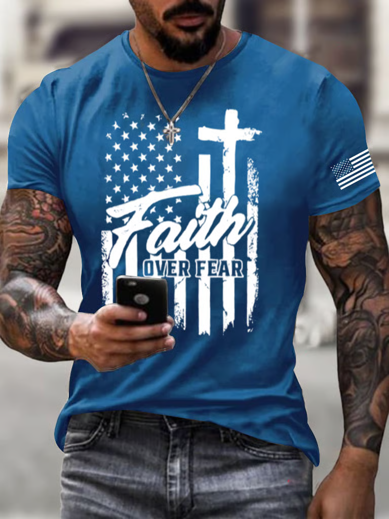 Men's Firm in Faith Fierce in Justice Christian Patriotic T-shirt