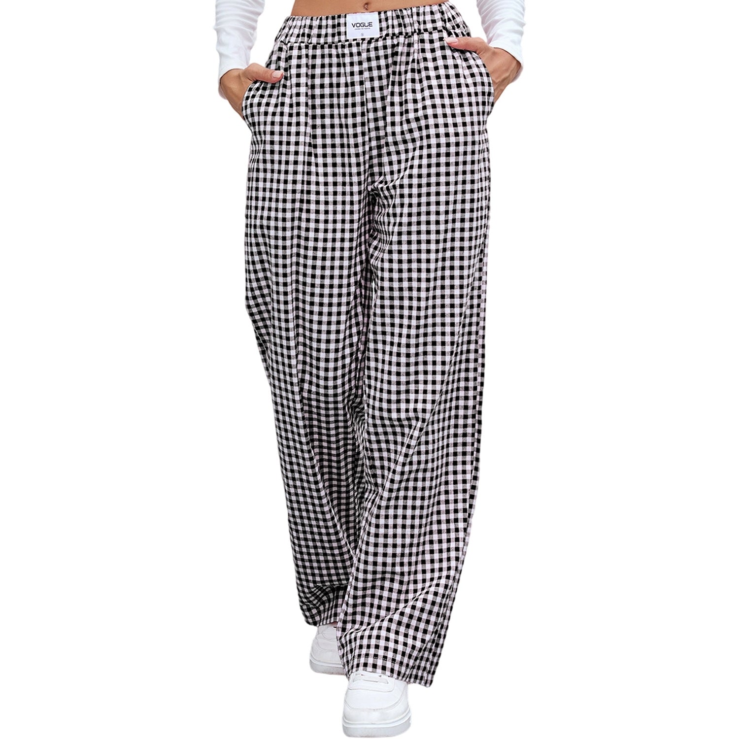 Cotton Plaid Loose Lounge Pants | Casual Long Pants for Everyday Wear