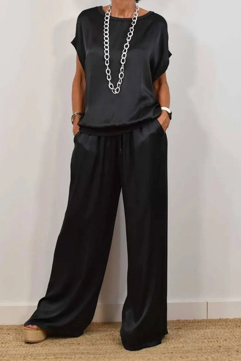 Relaxed Shirt & Wide Leg Pants Set | Trendy Casual Two-Piece Outfit
