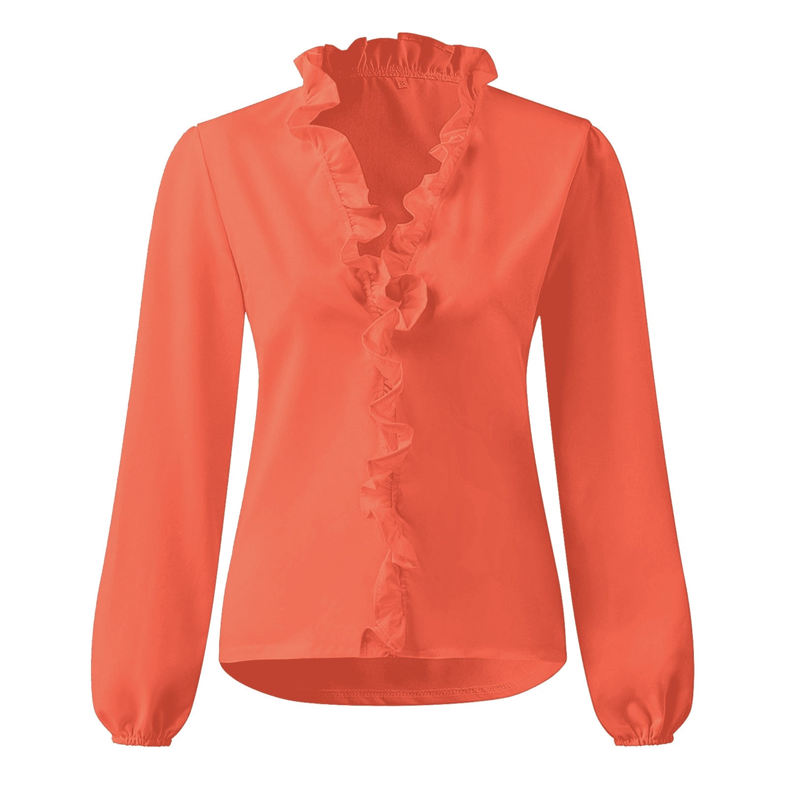 Printed Ruffle Long Sleeve Blouse | Elegant Lantern Sleeve Spring Top