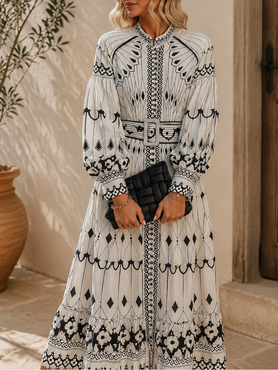 Linen Vintage Lantern Sleeve Belted Dress | Fairy-Inspired Resort Boutique Dress