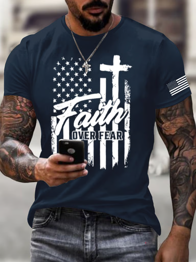 Men's Firm in Faith Fierce in Justice Christian Patriotic T-shirt
