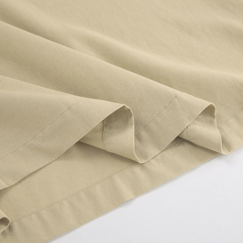 French Khaki Halter Dress | Cotton Linen Resort Vacation Dress
