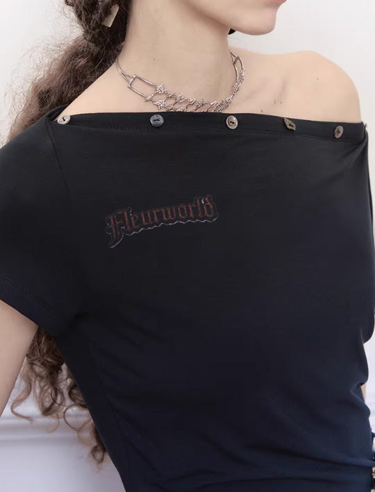 Asymmetric Shoulder Sculptural T-Shirt