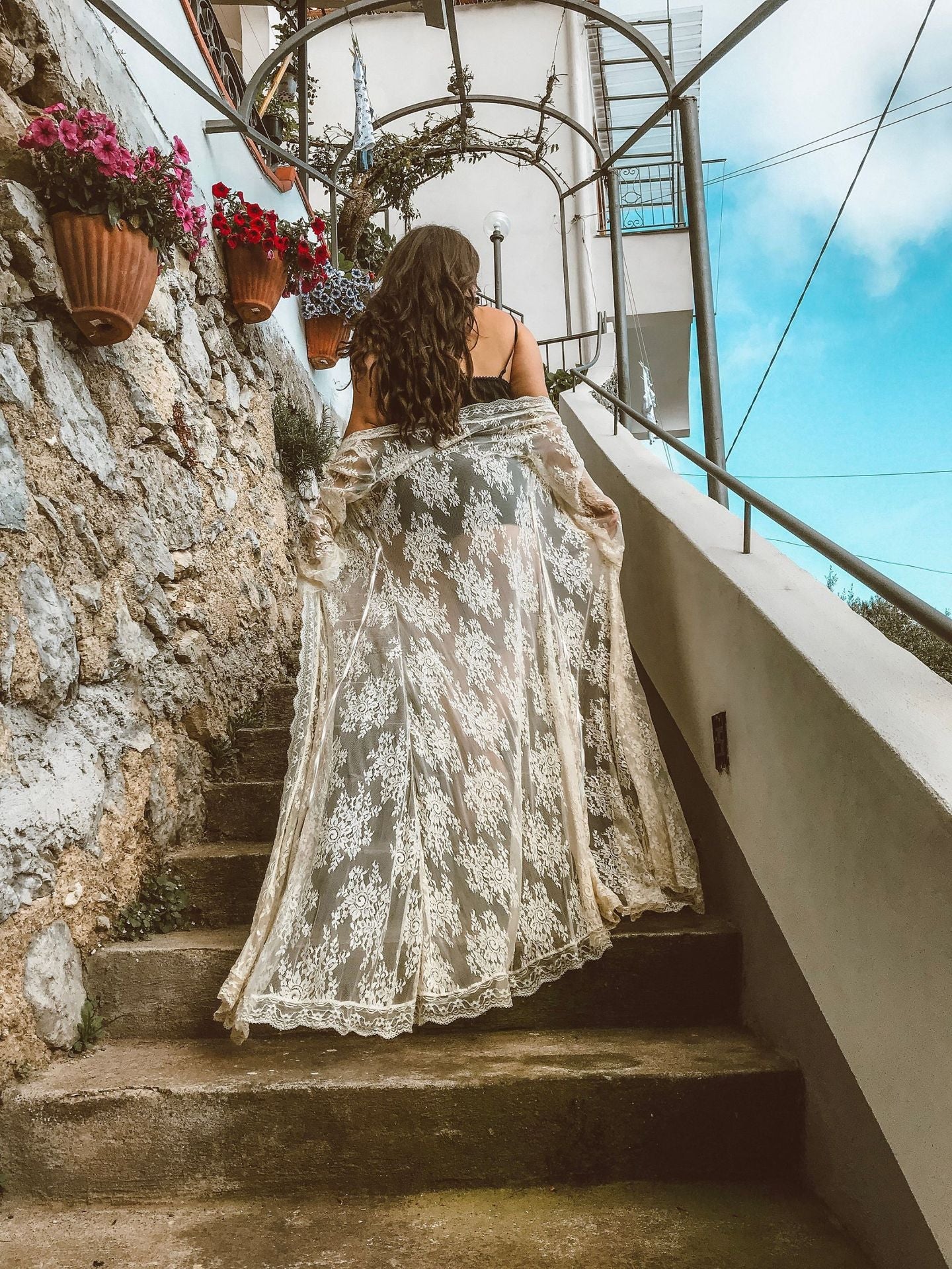 Lace-Trim Sun Protection Beach Maxi Cover-Up | Summer Resort Dress