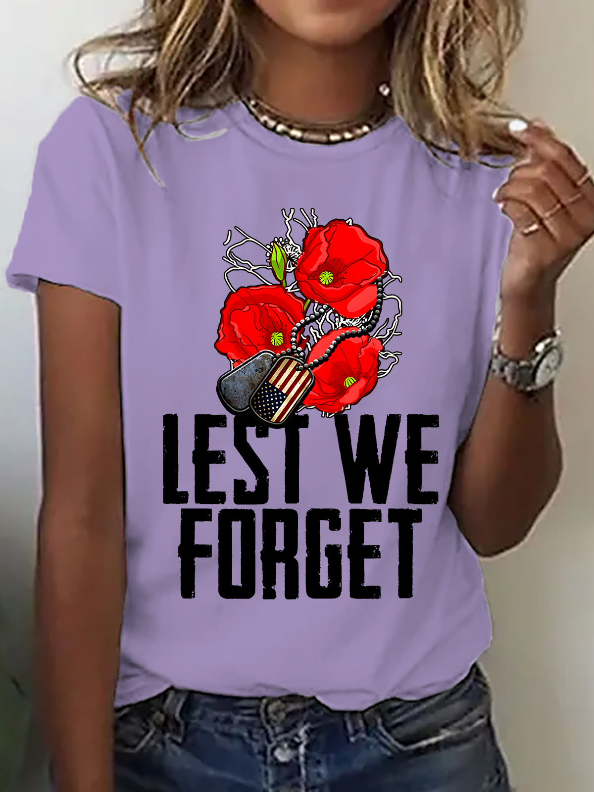 Lest We Forget,Veteran's Day Shirt, Memorial Day Cotton T-Shirt