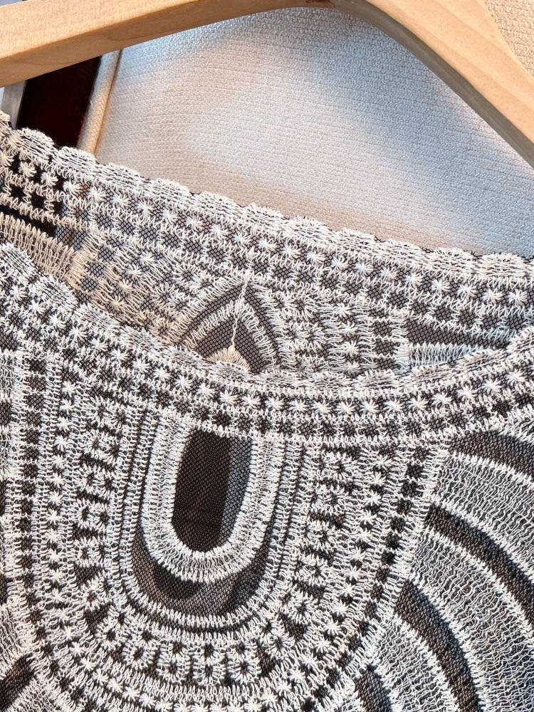 Lace Knit Beach Cover-Up Cardigan | Lightweight Resort Swimwear Layering Top