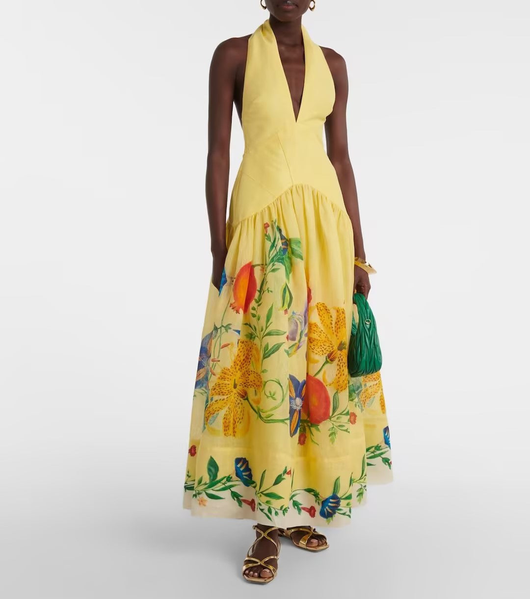 Printed Halter Backless Maxi Dress | Resort Vacation Wear