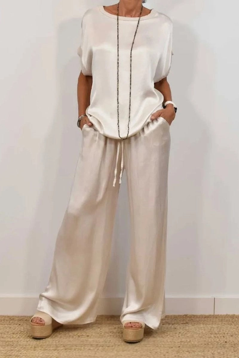Relaxed Shirt & Wide Leg Pants Set | Trendy Casual Two-Piece Outfit