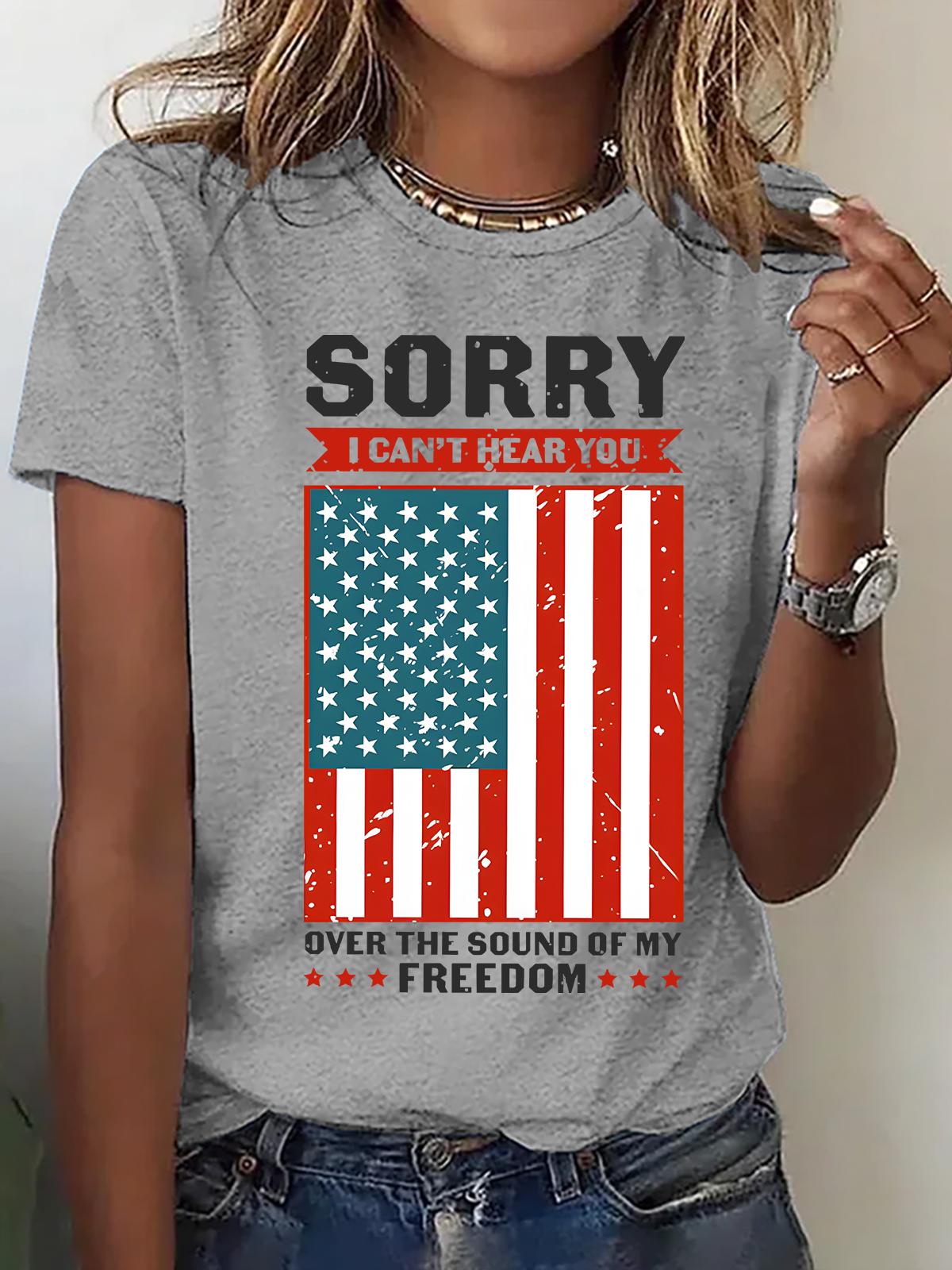 Sorry I Can't Hear You Over The Sound Of My Freedom Cotton T-Shirt
