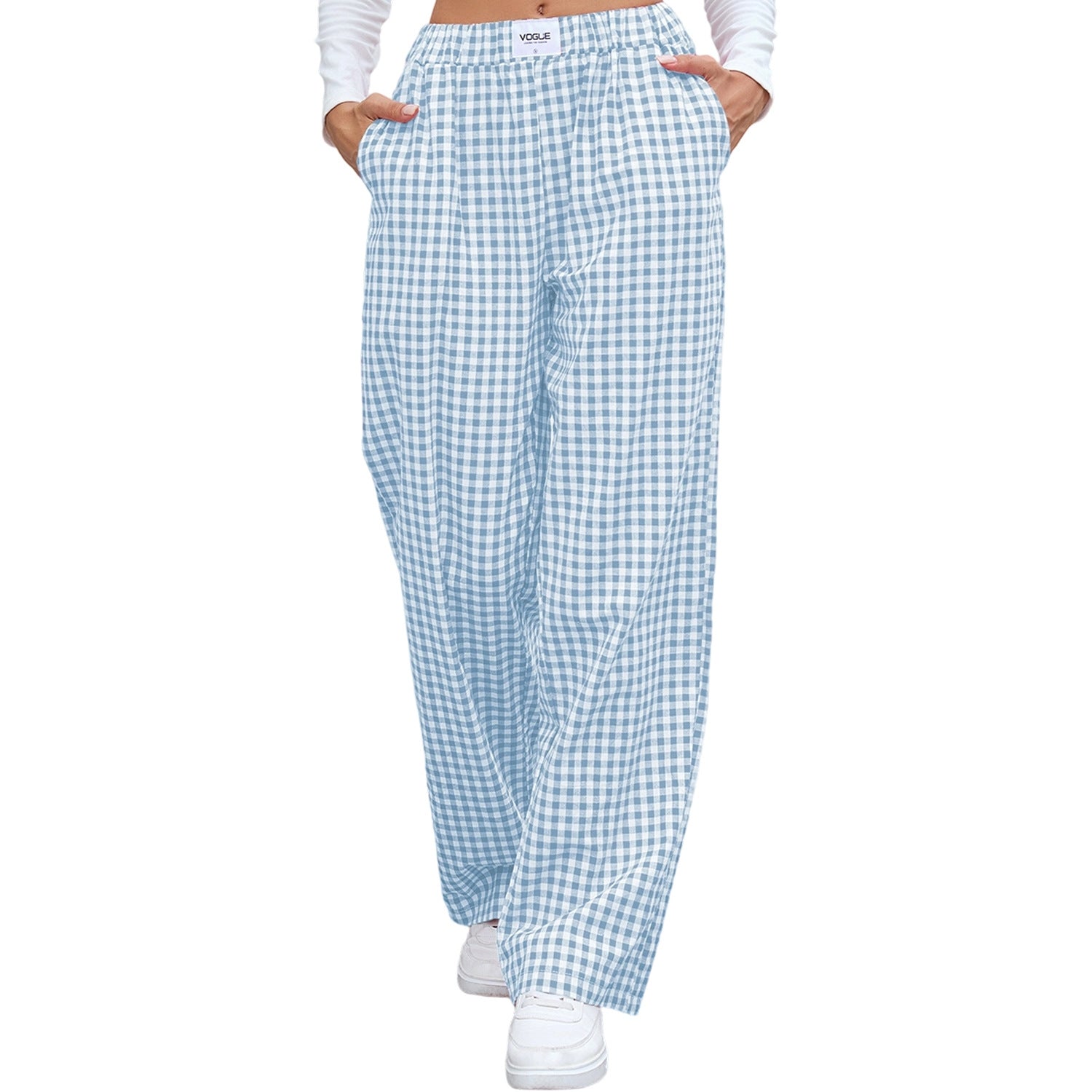 Cotton Plaid Loose Lounge Pants | Casual Long Pants for Everyday Wear