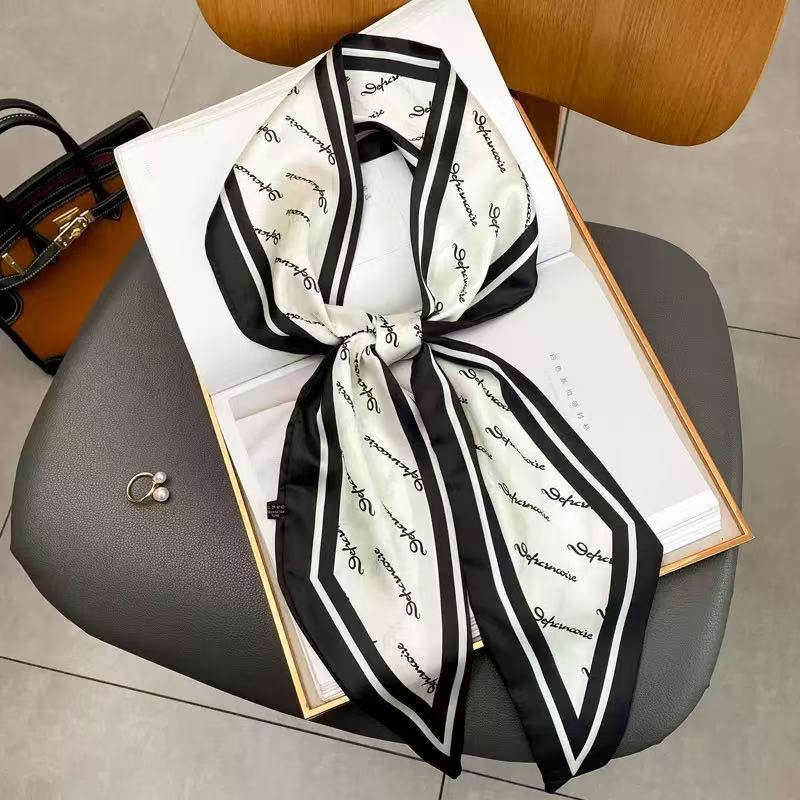 Printed Square Neck Scarf | Versatile Ribbon Tie Fashion Accessory