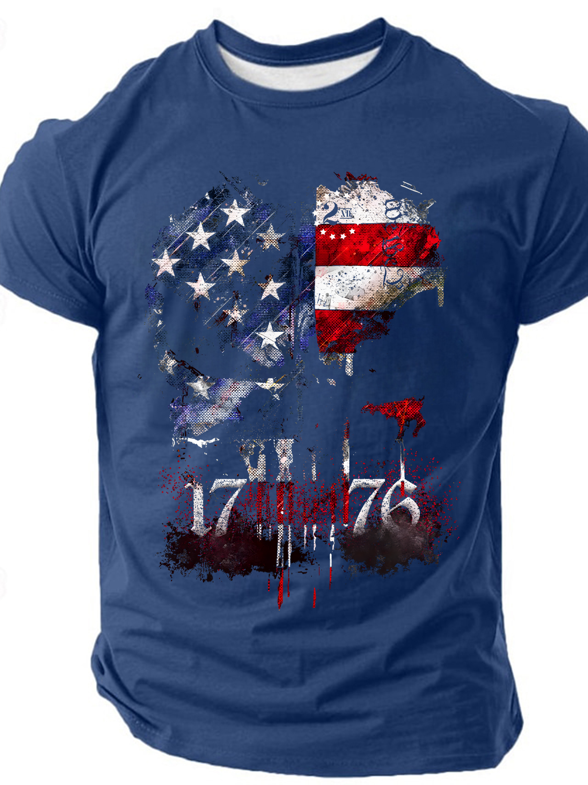 Skull, 1776 American Flag We The People Patriotism Cotton T-Shirt