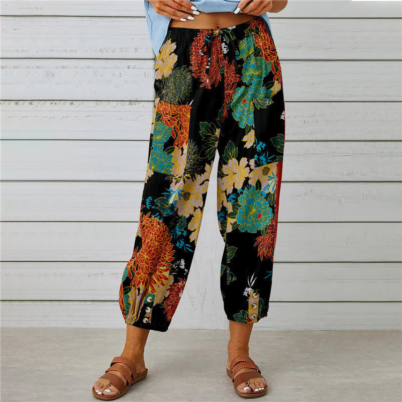 Linen Drawstring Cropped Jogger Pants | High Waist Casual Trousers