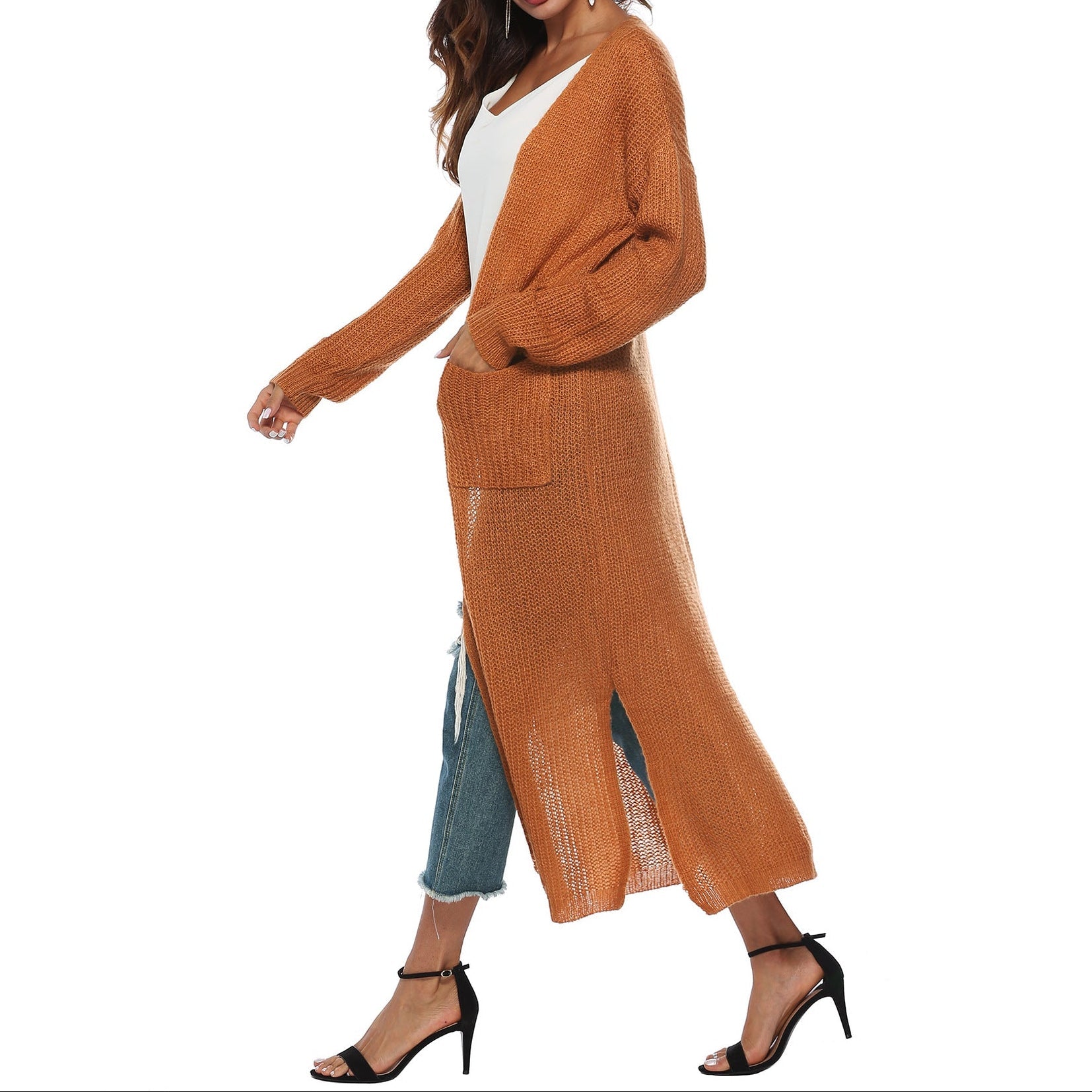 Women's Long Knit Cardigan with Pockets