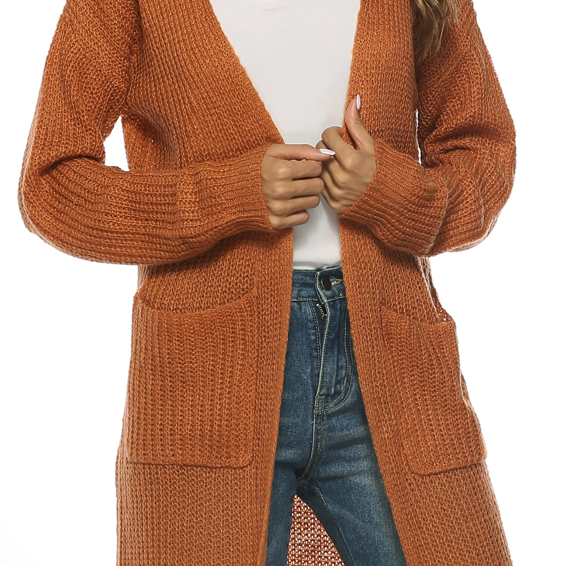 Women's Long Knit Cardigan with Pockets