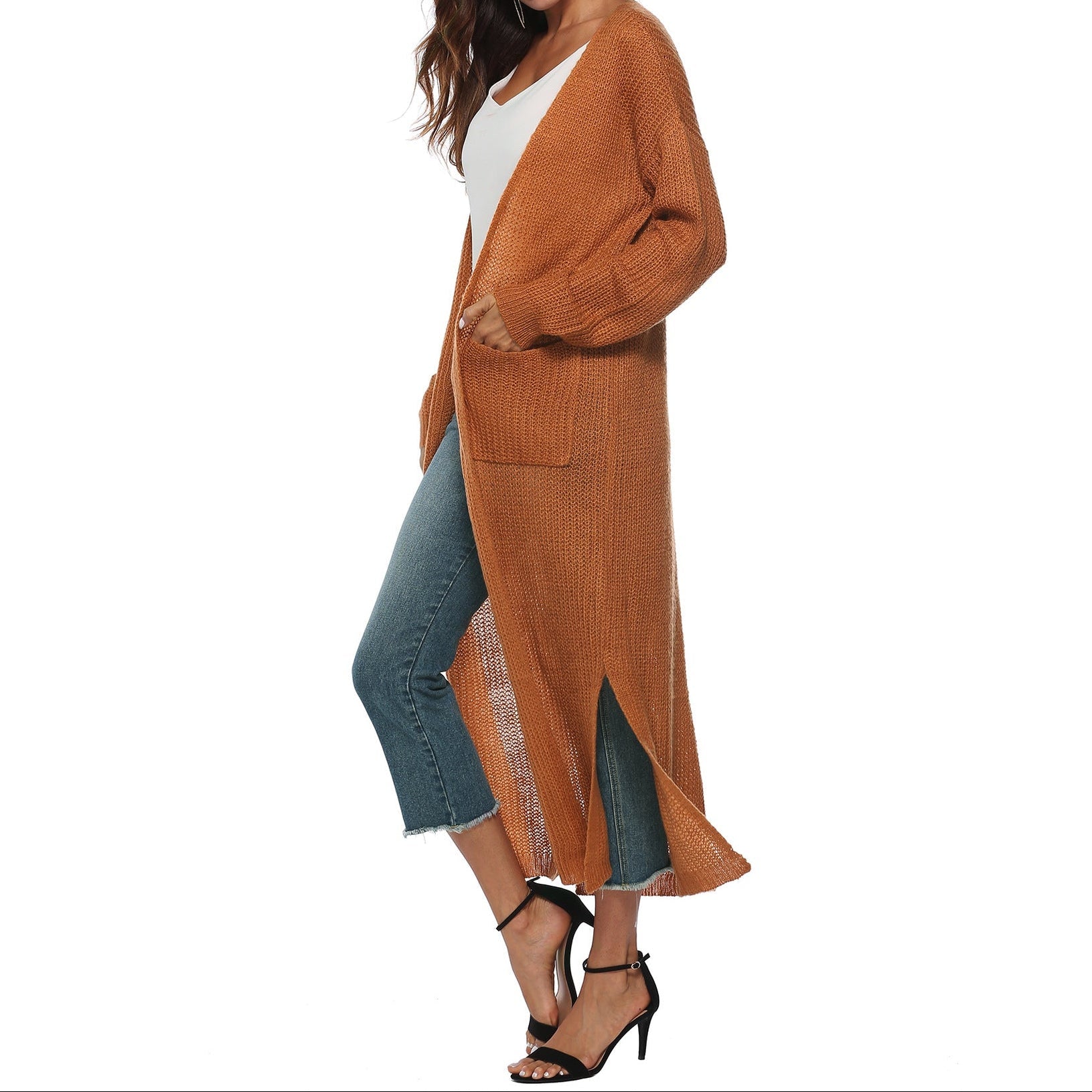 Women's Long Knit Cardigan with Pockets