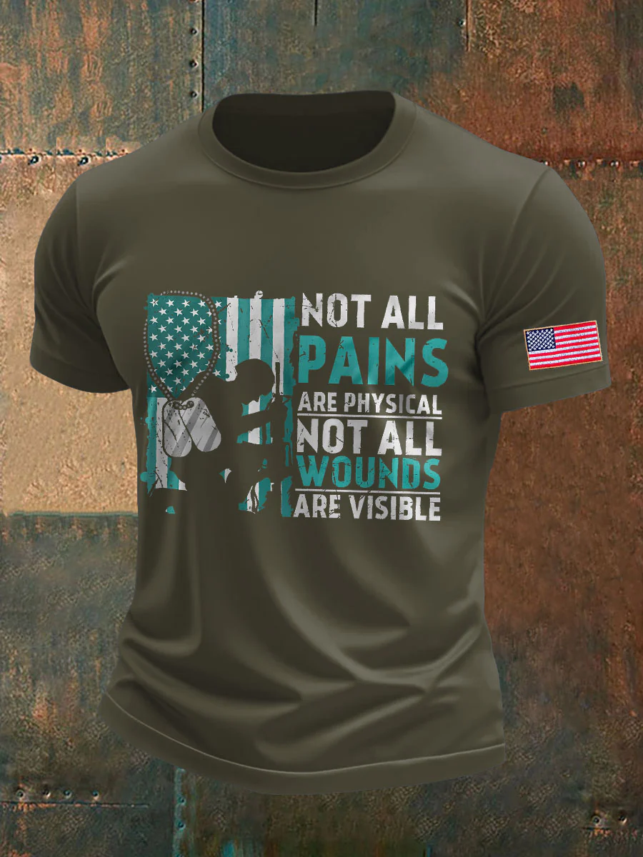 Men's PTSD Awareness Veteran Printed T-shirt